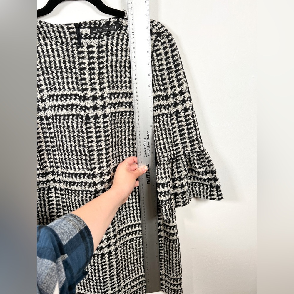 Zara Dress Womens Medium Black White Short Casual Party Lantern Sleeve Ladies - Picture 5 of 12